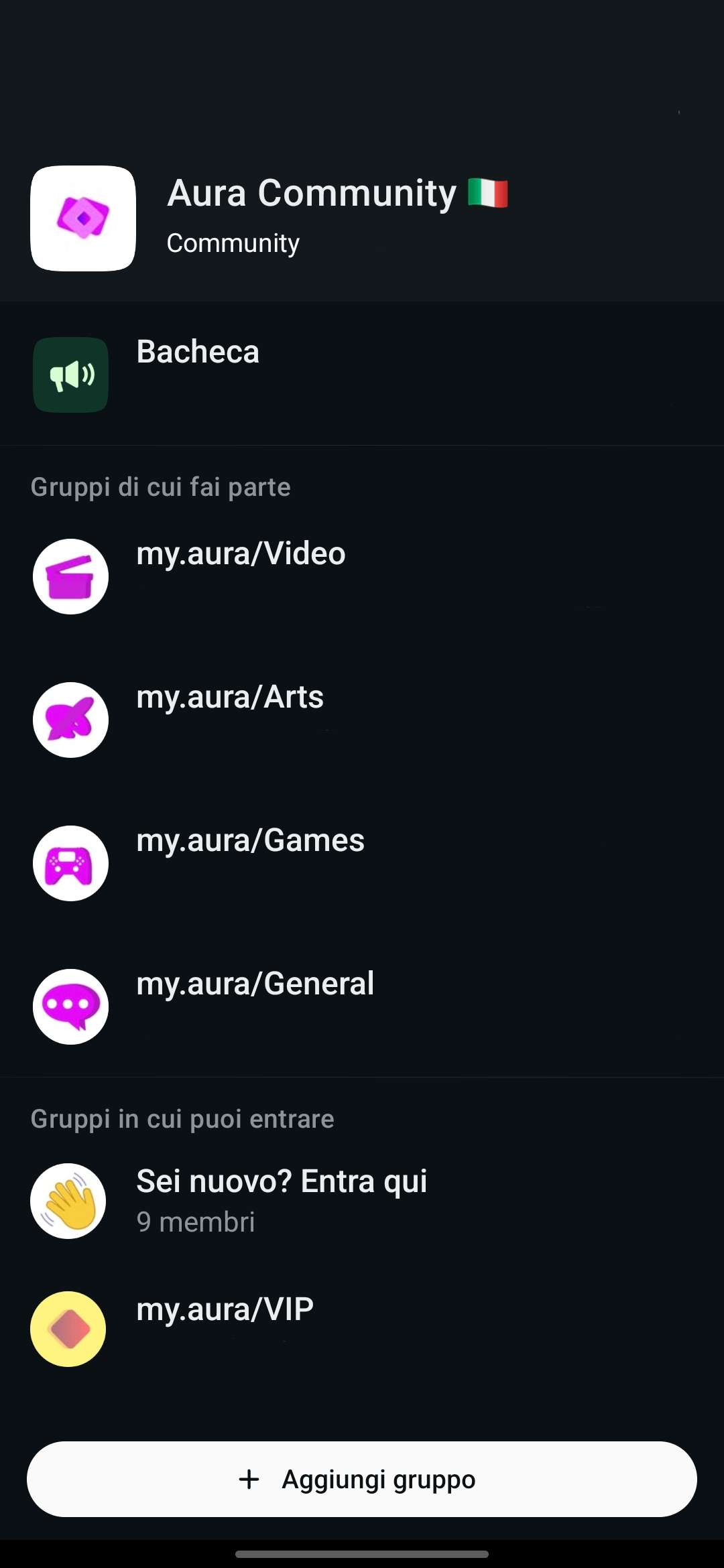 Screen della community